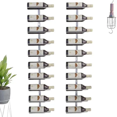 Zdjęcie produktu dla zestaw 2 ściennych stojaków na wino 9 x 24 x 120 cm metalowych białych