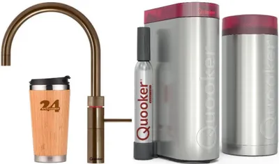 Immagine prodotto di "QUOOKER FUSION ROUND bocca fissa ottone patina COMBI+ B con CUBE 2 *Il rubinetto che può fare tutto! (22+FRPTNCUBE)" (2-St) Rubinetto per acqua bollente a 100°C con sistema per acqua potabile *Inclusa tazza termica