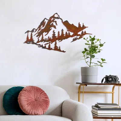 Obrázok produktu pre Wallity, Mountain - 3, Dekoratívny kovový doplnok na stenu, 100 % KOV, Viacfarebný, 70 x 40 cm