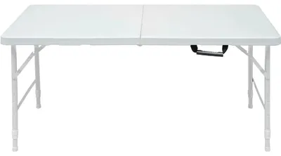 Obrázek produktu pro Skládací stůl – obdélníkový kempingový stůl 120 cm – výškově nastavitelný – voděodolný – přenosný pro venkovní použití – nosnost až 136 kg – bílý