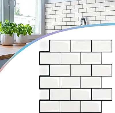 Produktbild von JOIEYOU Fliesenaufkleber 30x30cm 3D Klebefliesen Küchenrückwand Selbstklebende Vinyl Fliesen Wasserdicht Spritzschutz Wandfliesen Fliesenfolie für Küche Bad Deko, 10 Stück Typ E