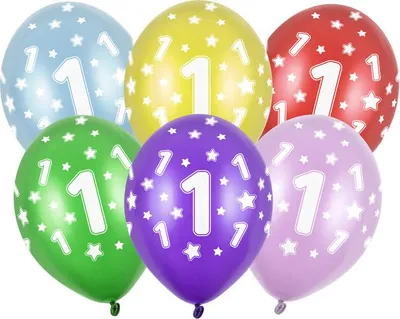 Image de 6 ballons pour le 1er anniversaire, multicolores
