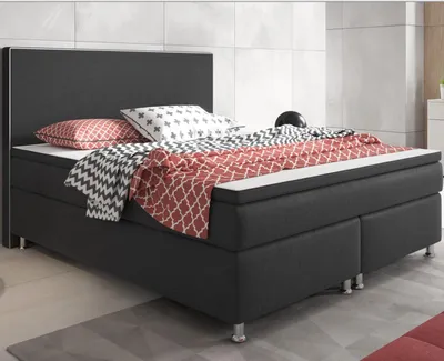 Produktbild von Boxspringbett 180x200 cm Anthrazit Bett Komfortbett Hotelbett Stoff Bett Riga