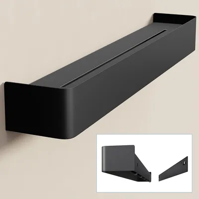 Produktbild von doporro Wandgarderobe mit Ablage, Garderobenleiste 60 cm mit 6 Garderobenhaken, Kleiderhaken Wand ohne Bohren (Kleben) Sandschwarz, Reglo-05