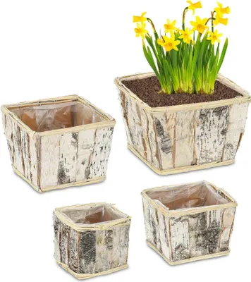 Obrázek produktu pro Čtvercový květináč Birch Set 4 ks
