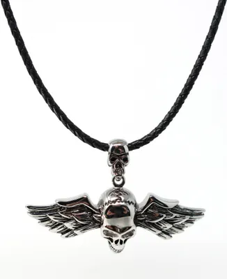 Produktbild von Lederkette Edelstahl 316 FLYING SKULL 50 cm Lederkette