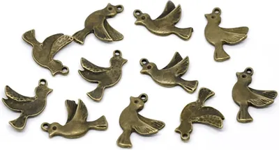 50 Vogel - Anhänger, Charm, 22 x 15 mm, bronze