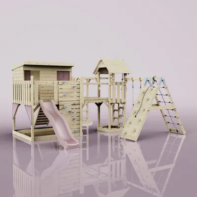 Produktbild von OutdoorToys Spielturm Bene aus Holz in Rosa Babyschaukel