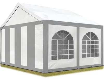 Produktbild von Hochwertiges Partyzelt 3x4 m Pavillon Zelt ca. PE Plane 450 N Gartenzelt Festzelt Bierzelt Wasserdicht grau-weiß