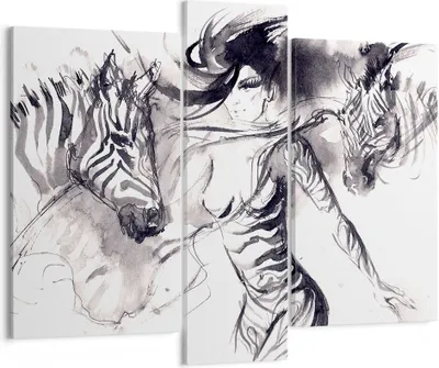 Produktbild von Bild auf Leinwand - Leinwandbild - Zebras Bewegung Eleganz weiblich - 95x80cm - Wand Bild - Wanddeko - Leinwanddruck - Bilder - Kunstdruck - Wanddekoration - Leinwand bilder - Wandkunst - CB95x80-3013