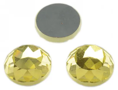 Produktbild von Vintageparts 2 Glasschliffcabochons Sparkle gelb, 12 mm
