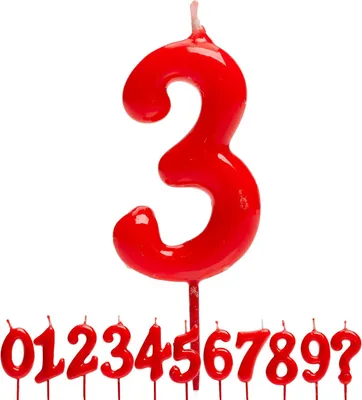 Image de Bougie d'anniversaire, numéro 3, rouge, pour gâteaux, 7,5 cm