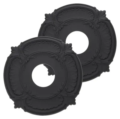 Deckenrosette 2 Stück, 12" x 4", PU, schwarz, 300 x 90 x 18 mm