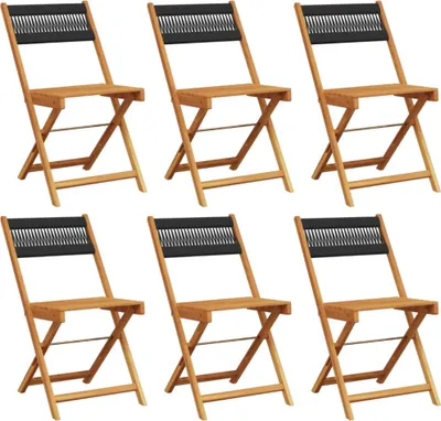 Image de vidaXL Chaises de jardin 6 pcs. Pliable Noir Bois massif Acacia