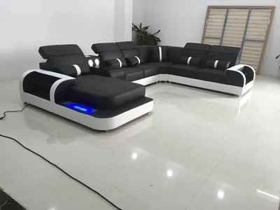 Image de Moderne Schwarz Weiß eckgarnitur sofa polster eckcouch couch U-Form sofas led
