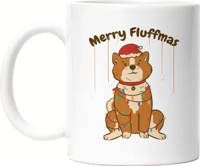Produktbild von Merry Fluffmas Tasse Weiß Lustiger Hund Hundefreunde Hundeliebhaber Hundebesitzer Weihnachten Geschenkidee