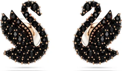 Produktbild von Swarovski Ohrstecker Damen Iconic Swan Schwarz Roségold 5684608