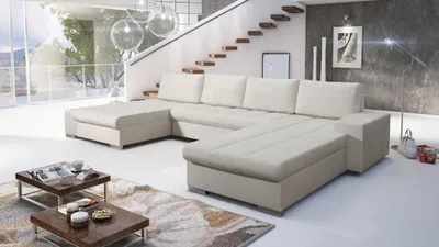 Produktbild von Sofa Couchgarnitur VERONA U Couch Sofagarnitur U Wohnlandschaft mit Schlaffunktion und Bettkasten