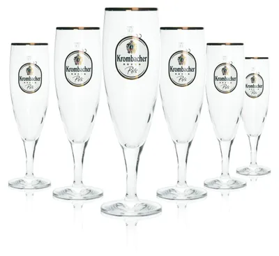 Produktbild von 6x Krombacher Glas 0,3l Pokal Tulpe Pils Gläser Goldrand Gastro Bier Brauerei
