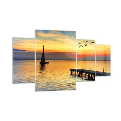 Produktbild von Bilder auf glas - Strand landschaft wasser brücke - 160x90cm - Glasbilder - Wandbilder - Kunstdruck - zum Aufhängen bereit - Wanddekoration aus Glas - Glas Bilder - Wandbild auf Glas - GDL160x90-2535