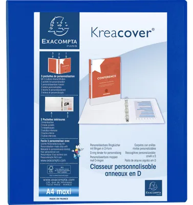 Image de Exacompta 10x Classeur PP 4 anneaux en D 40mm A4 maxi Bleu 51843BE