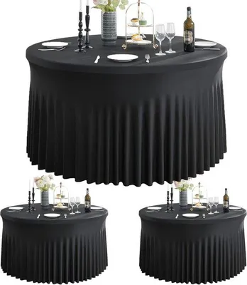 Immagine prodotto di Tovaglia rotonda nera elasticizzata, 150 cm