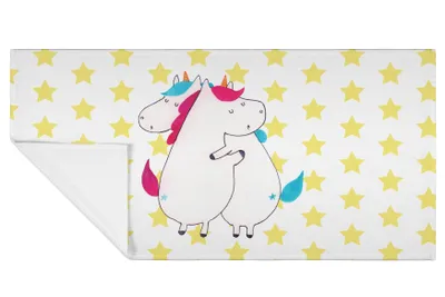 Produktbild von Mr. & Mrs. Panda Handtuch Einhörner Umarmen - Weiß - Geschenk, Freundin, Familie, Einhorn, Unicorn, Liebe, Schwestern, gesichtstuch, kleines, 50x100, Flauschtuch