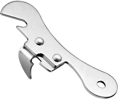 Obrázok produktu pre Multifunkčný otvárač na konzervy, surová oceľ, strieborný, 9,7 cm x 3 cm