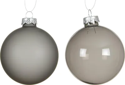 Produktbild von Weihnachtskugeln Glas 8cm 4 Stück - Zart Grau transparent