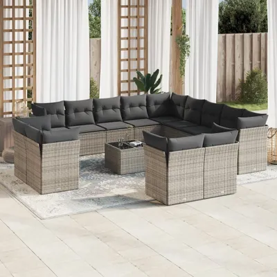 Produktbild von Möbel 14-tlg. Garten-Sofagarnitur mit Kissen Grau Poly Rattan 2024