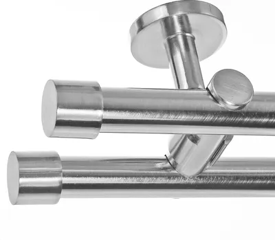 Produktbild von Edelstahl Look Gardinenstange Ø 20mm Deckenträger 2-läufig zweiläufig Deckenbefestigung Kappe D41 E30E30 RR