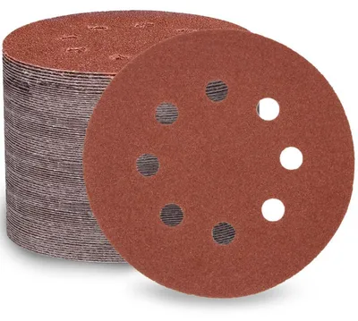 Zdjęcie produktu dla Ścierniwa do szlifierki mimośrodowej, ziarno 120, 100 sztuk, średnica 125 mm, 8 otworów, papier ścierny z rzepem