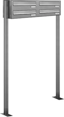 Produktbild von 4er V2A Edelstahl Standbriefkasten Freistehend Durchwurfanlage