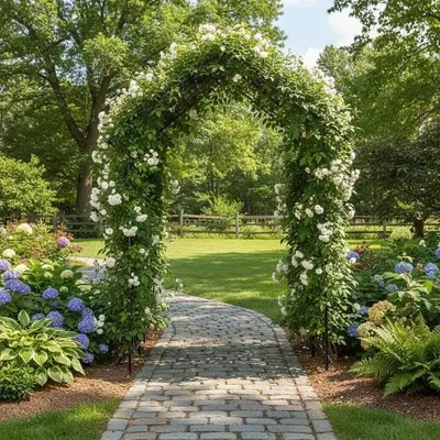 Imagen del producto de Pérgola de jardín con forma de tejado y travesaños laterales