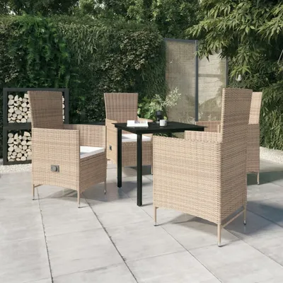 Image de The Living Store Ensemble de jardin 5 pièces avec coussins Beige