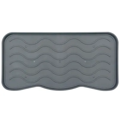 Produktbild von e-floor Schuhablage 38x75 cm Signet Grau – Wasserdichte, pflegeleicht, Kunststoffmatte schützt Böden vor Schmutz & Wasser, hält 3 Paar Schuhe