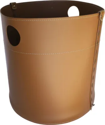 Produktbild von Edler Holzkorb "GIANNO" aus italienischem Leder | Braun (brown)