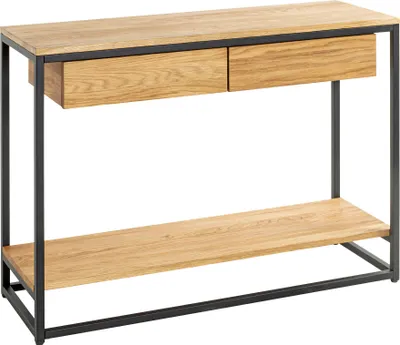 Produktbild von HAKU Konsole Nachtkonsole Beistelltisch eiche, schwarz - Massivholz, Metall, B/H/T: 100x75x35 cm