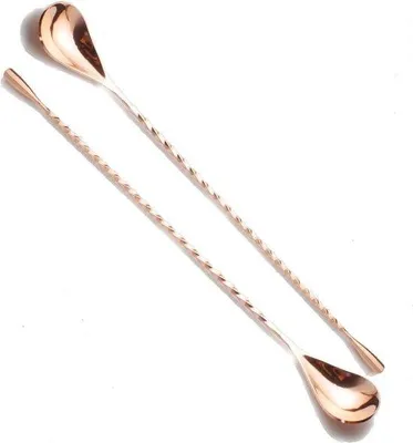Image de Lot de 2 cuillères en acier inoxydable de 30 cm pour cocktails