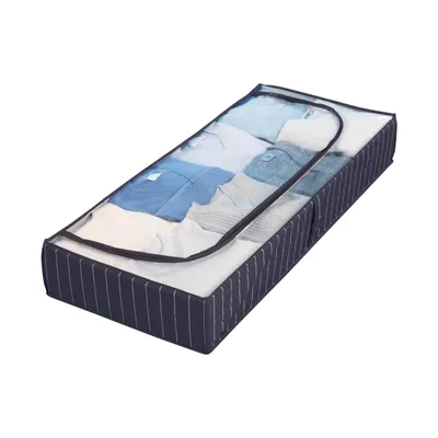 Produktbild von Unterbettkommode mit Sichtfenster Blau 105 x 15 x 45 cm Unterbett-Aufbewahrungstasche