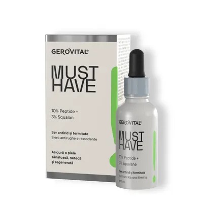 Zdjęcie produktu dla Gerovital serum przeciwzmarszczkowe z 10% peptydami, kolagenem i elastyną - serum ujędrniające do skóry dojrzałej, serum przeciwstarzeniowe, 30 ml