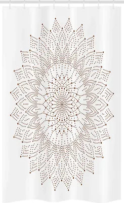 Produktbild von ABAKUHAUS Brown Mandala Schmaler Duschvorhang, Pointillist Spitze Kunst, Badezimmer Deko Set aus Stoff mit Haken, 120 x 180 cm, Weiß und Braun