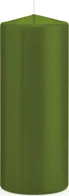 Produktbild von 8 Stumpen Kerzen Olive 20 x 7,8 cm (H x D) deutsche Marken Kerzen aus 100% Paraffin Wachs in er RAL Kerzen Qualität