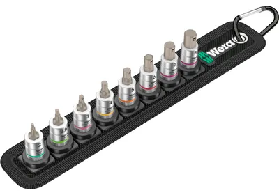 Productafbeelding van Wera Belt A 2, set met doppen, 1/4", metrisch, 8 stuks, 3,4,5,6,7,8 mm, 1/4"