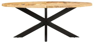 Image de vidaXL Table de salle à manger ovale 200x100x75 cm Bois de manguier rugueux