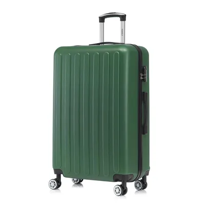 Produktbild von Koffer Trolley Reisekoffer Suitcase, Rollkoffer Handgepäck ,mit 4 Rollen 360°, Hartschalenreisekoffer, Zahlenschloss, Weicher Gummigriff M, Dunkelgrün