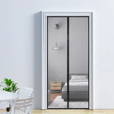 Produktbild von EINFEBEN Magnet Fliegengitter 100x220cm Insektenschutz Balkontuer Fliegenvorhang Automatisches Schliessen fuer Balkontuer Kellertuer Terrassentuer Kinderleichte Klebemontage Ohne Bohren Schwarz