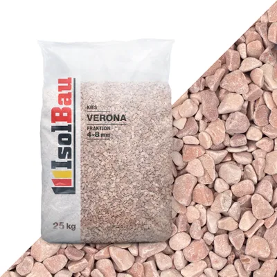 Produktbild von Isolbau - Zierkies 25 kg - Marmorkies 4-8 mm - Deko-Steine für Garten, Steinteppich, Aquariumkies, Ziersplitt Natursteine Gartenkies Wegkies Teichkies für Innen und Außen - Rosso Verona