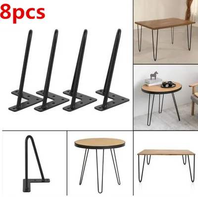 Produktbild von 8x Hairpin Legs Tischbeine Haarnadelbeine Metalltischbeine für Couchtisch und Nachttisch 30cm