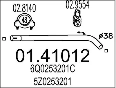 Produktbild von MTS Abgasrohr Auspuffrohr für VW POLO (9N) Vorne 01.41012